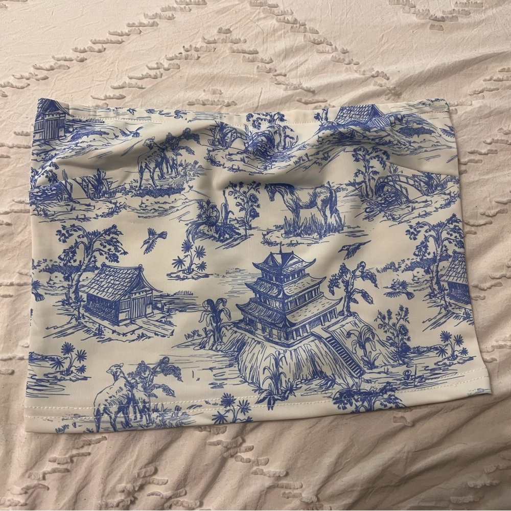 Edikted Blue and White tube Top